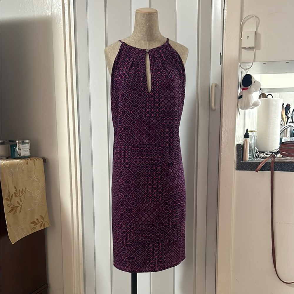 Pink and Navy Cut Out Sheath Dress